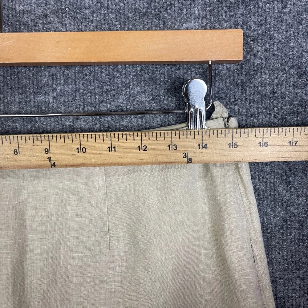 Tommy Bahama 100% Linen Skirt Womens 4 Beige Excellent Ruffle Hem Side Zip Lined